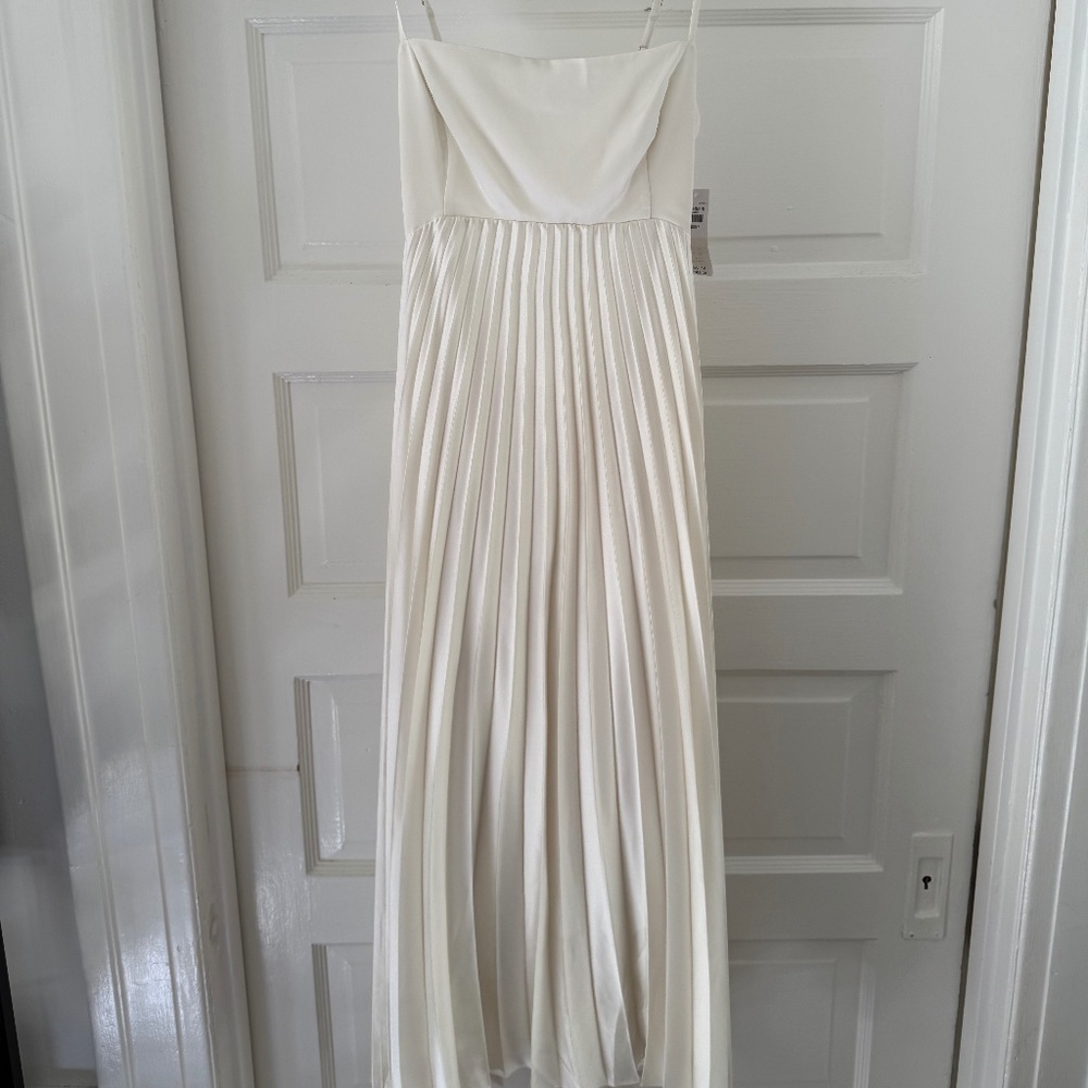 A&F Giselle Clasp-Back Pleated Midi Dress